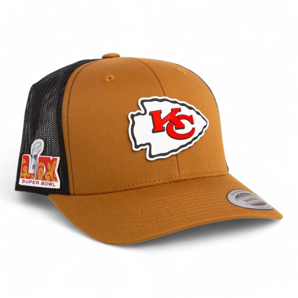 Kansas City Chiefs Super Bowl LIX 3D YP Snapback Trucker Hat- Caramel/ Black - Picture 1 of 3